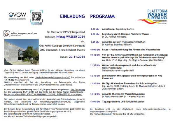 Infotag Wasser 2024 - Einladung & Programm